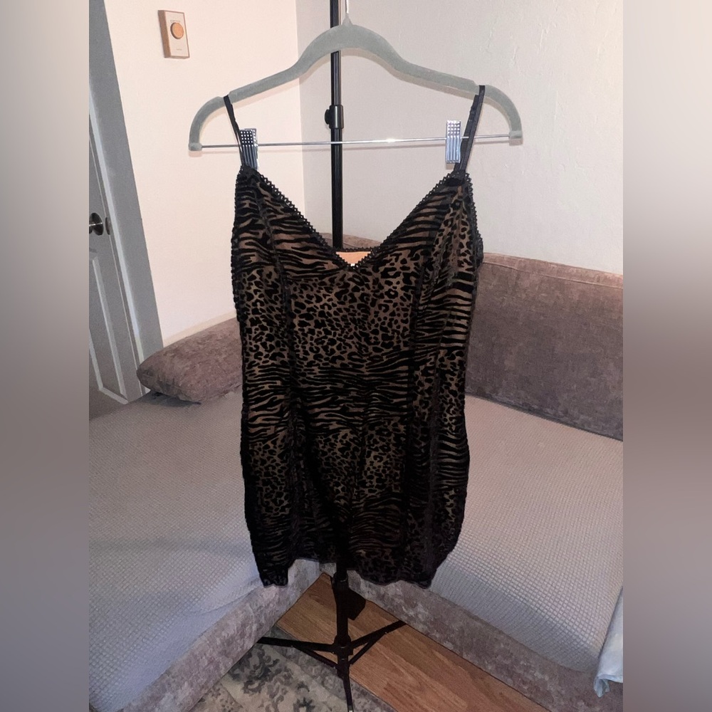 Superdown Black and Tan Animal Print Dress